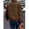image:imageSOLY HUX Womens Corduroy Quilted Puffer Jacket Zip Up Long Sleeve Padded Bomber Barn Jackets Coat with PocketsPure Brown