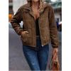image:imageSOLY HUX Womens Corduroy Quilted Puffer Jacket Zip Up Long Sleeve Padded Bomber Barn Jackets Coat with PocketsPure Brown