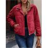 image:imageSOLY HUX Womens Corduroy Quilted Puffer Jacket Zip Up Long Sleeve Padded Bomber Barn Jackets Coat with PocketsPure Burgundy