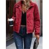 image:imageSOLY HUX Womens Corduroy Quilted Puffer Jacket Zip Up Long Sleeve Padded Bomber Barn Jackets Coat with PocketsPure Burgundy