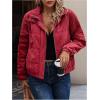 image:imageSOLY HUX Womens Corduroy Quilted Puffer Jacket Zip Up Long Sleeve Padded Bomber Barn Jackets Coat with PocketsPure Burgundy