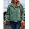 image:imageSOLY HUX Womens Corduroy Quilted Puffer Jacket Zip Up Long Sleeve Padded Bomber Barn Jackets Coat with PocketsPure Mint Green
