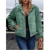 image:imageSOLY HUX Womens Corduroy Quilted Puffer Jacket Zip Up Long Sleeve Padded Bomber Barn Jackets Coat with PocketsPure Mint Green