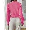 image:imageSOLY HUX Womens Long Sleeve V Neck Wrap Belted Sweater Elegant Office Knitted Crop Tops Fall OutfitsHot Pink