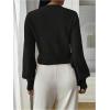 image:imageSOLY HUX Womens Long Sleeve V Neck Wrap Belted Sweater Elegant Office Knitted Crop Tops Fall OutfitsPlain Black
