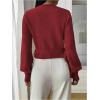 image:imageSOLY HUX Womens Long Sleeve V Neck Wrap Belted Sweater Elegant Office Knitted Crop Tops Fall OutfitsPlain Burgundy