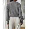 image:imageSOLY HUX Womens Long Sleeve V Neck Wrap Belted Sweater Elegant Office Knitted Crop Tops Fall OutfitsPlain Grey