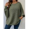 image:imageSOLY HUX Womens Plus Size Oversized Sweater Fall Fashion Crewneck Long Sleeve Casual Pullover TopsPlain Dark Green