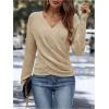 image:imageSOLY HUX Womens V Neck Long Sleeve Off Shoulder Sweaters Criss Cross Wrap Ruched Pullover Fall TopsPure Khaki
