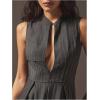 image:imageSOLY HUX Womens Zipper Front Wide Leg Jumpsuit Summer Mock Neck Sleeveless Elegant RomperDark Grey Striped