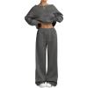 image:imageSOLY HUX Womens 2 Piece Outfits Fall Sweatsuits Off The Shoulder Crop Top Wide Leg Sweatpants Casual Matching Lounge SetsPure Grey