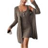 image:imageSOLY HUX Womens 2 Piece Sweater Dress Set Knit Long Sleeve Open Front Cardigan and Bodycon Mini Dress Fall OutfitPure Brown