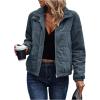 image:imageSOLY HUX Womens Corduroy Quilted Puffer Jacket Zip Up Long Sleeve Padded Bomber Barn Jackets Coat with PocketsPlain Blue