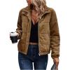image:imageSOLY HUX Womens Corduroy Quilted Puffer Jacket Zip Up Long Sleeve Padded Bomber Barn Jackets Coat with PocketsPlain Brown