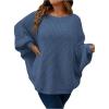 image:imageSOLY HUX Womens Plus Size Oversized Sweater Fall Fashion Crewneck Long Sleeve Casual Pullover TopsPure Blue
