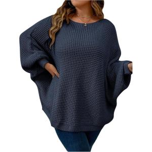 image:imageSOLY HUX Womens Plus Size Oversized Sweater Fall Fashion Crewneck Long Sleeve Casual Pullover TopsSolid Blue