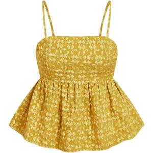 image:imageSOLY HUX Womens Spaghetti Strap Ruffle Hem Peplum Cami Top Jacquard CamisolePlain Ginger