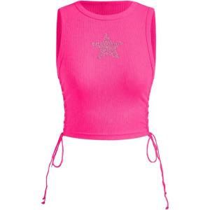 image:imageSOLY HUX Womens Tank Tops Y2K Sleeveless Ribbed Star Crop Tank Top Summer Going Out TopsHot Pink