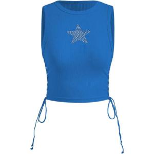 image:imageSOLY HUX Womens Tank Tops Y2K Sleeveless Ribbed Star Crop Tank Top Summer Going Out TopsRoyal Blue