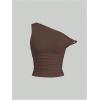image:imageSOLY HUX Womens 2 Piece Tank Top Asymmetrical Neck Twist Ruched Sleeveless Going Out TopsBlack and Brown