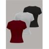 image:imageSOLY HUX Womens 3 Pack T Shirt Crew Neck Short Sleeve Tee Slim Fitted Casual Summer Basic TopsBlack Grey Red