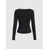 image:imageSOLY HUX Womens Asymmetrical Neck Long Sleeve T Shirt Ruched Slim Fitted Tee Fall Going Out TopsPure Black