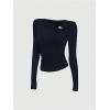 image:imageSOLY HUX Womens Asymmetrical Neck Long Sleeve T Shirt Ruched Slim Fitted Tee Fall Going Out TopsPure Dark Blue