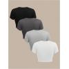 image:imageSOLY HUX Womens Basic TShirts Crew Neck Short Sleeve Fitted Tees 4 Packs Crop TopsBlack Grey White