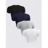 image:imageSOLY HUX Womens Basic TShirts Crew Neck Short Sleeve Fitted Tees 4 Packs Crop TopsBlack Purple Grey White