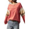 image:imageSOLY HUX Womens Boho Floral T Shirt Crew Neck Long Sleeve Patched Tee Casual Loose Fit TopsRed Floral