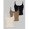 image:imageSOLY HUX Womens Button Down Ribbed Cami Top 3 Piece Spaghetti Strap Sexy Crop Camisole TopsBeige Brown Black