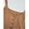 image:imageSOLY HUX Womens Button Down Ribbed Cami Top 3 Piece Spaghetti Strap Sexy Crop Camisole TopsBeige Brown Black