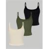 image:imageSOLY HUX Womens Button Down Ribbed Cami Top 3 Piece Spaghetti Strap Sexy Crop Camisole TopsBeige Green Black