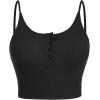 image:imageSOLY HUX Womens Button Down Ribbed Cami Top 3 Piece Spaghetti Strap Sexy Crop Camisole TopsLight Grey White Black