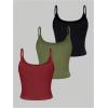 image:imageSOLY HUX Womens Button Down Ribbed Cami Top 3 Piece Spaghetti Strap Sexy Crop Camisole TopsRed Army Green Black