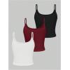 image:imageSOLY HUX Womens Button Down Ribbed Cami Top 3 Piece Spaghetti Strap Sexy Crop Camisole TopsWhite Burgundy Black