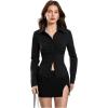 image:imageSOLY HUX Womens Button Down Ruched Blouse Long Sleeve Shirts Slim Fit Aesthetic TopsPure Black