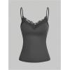 image:imageSOLY HUX Womens Camisole Tops with Built in Bra 3 Packs Lace Trim Spaghetti Strap Cami Tank TopDark Grey White Black