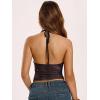 image:imageSOLY HUX Womens Cowl Neck Halter Tops Mesh Floral Deep V Neck Draped Front Backless Summer Going Out Crop Tank TopsBurgundy Printed