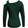 image:imageSOLY HUX Womens Cut Out Cold Shoulder Tops Long Sleeve Fitted Asymmetrical Going Out T ShirtsPure Dark Green
