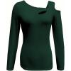 image:imageSOLY HUX Womens Cut Out Cold Shoulder Tops Long Sleeve Fitted Asymmetrical Going Out T ShirtsPure Dark Green