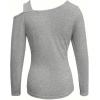 image:imageSOLY HUX Womens Cut Out Cold Shoulder Tops Long Sleeve Fitted Asymmetrical Going Out T ShirtsPure Grey