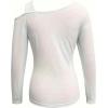 image:imageSOLY HUX Womens Cut Out Cold Shoulder Tops Long Sleeve Fitted Asymmetrical Going Out T ShirtsPure White