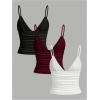image:imageSOLY HUX Womens Deep V Neck Spaghetti Strap Crop Top 3 Packs Camisole Summer Layer Cami ShirtsBlack Burgundy White