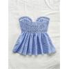 image:imageSOLY HUX Womens Frill Trim Tie Front Tube Top Sleeveless Strapless Ruffle Summer TopsBlue and White