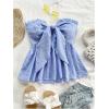 image:imageSOLY HUX Womens Frill Trim Tie Front Tube Top Sleeveless Strapless Ruffle Summer TopsBlue and White