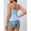 image:imageSOLY HUX Womens Frill Trim Tie Front Tube Top Sleeveless Strapless Ruffle Summer TopsLight Blue