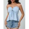 image:imageSOLY HUX Womens Frill Trim Tie Front Tube Top Sleeveless Strapless Ruffle Summer TopsLight Blue