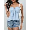 image:imageSOLY HUX Womens Frill Trim Tie Front Tube Top Sleeveless Strapless Ruffle Summer TopsLight Blue