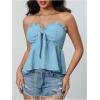 image:imageSOLY HUX Womens Frill Trim Tie Front Tube Top Sleeveless Strapless Ruffle Summer TopsLight Green